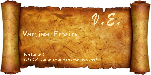 Varjas Ervin névjegykártya